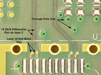 Figure 5. Laser drilled blind vias.